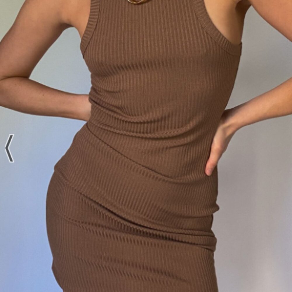12th Tribe 	Ryann Brown Ribbed Dress / Medium